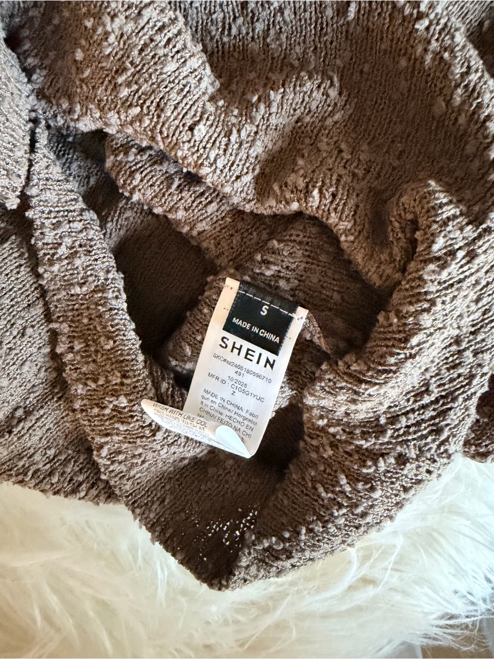 SHEIN Brown Strapless Textured Knit Dress - Picture 5 of 5